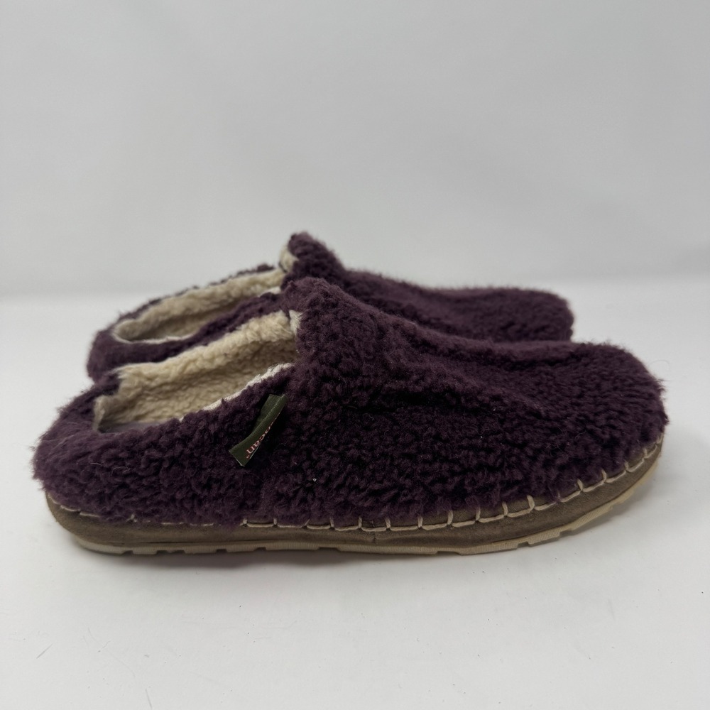 LL Bean Womens 8 Plum Purple Sherpa Fleece Clog Slippers 514178